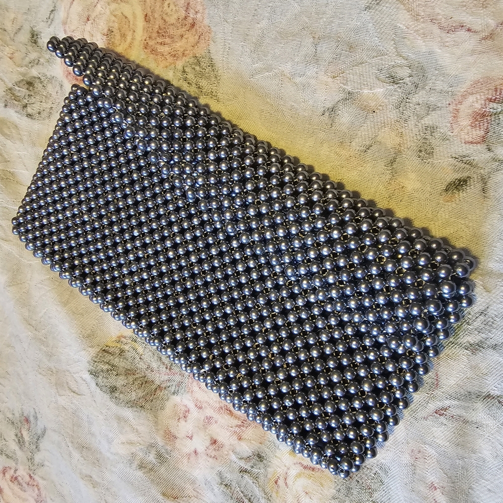 Silver Beaded Clutch